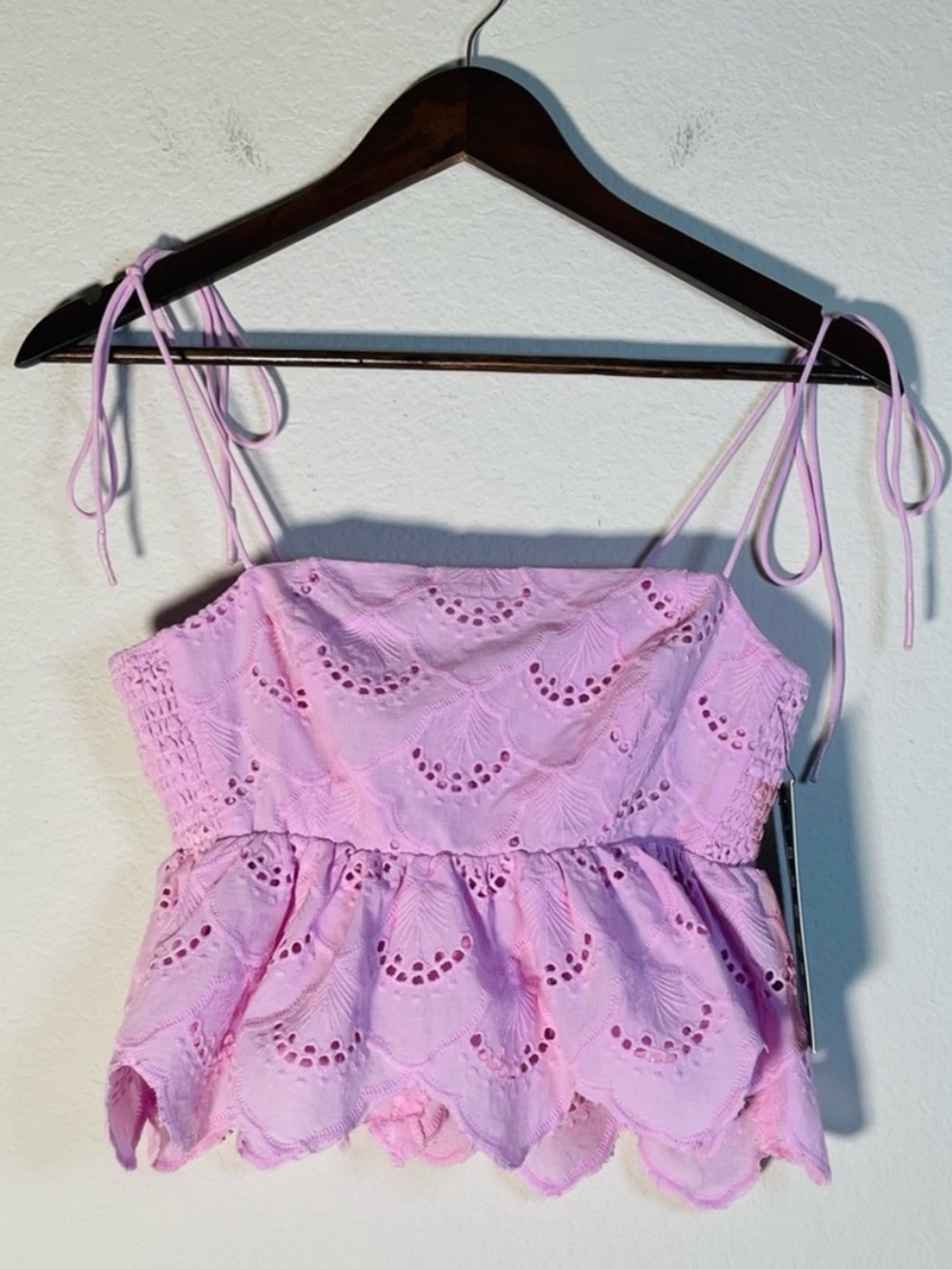 Hyacinth House NWT Lilac Eyelet Calla Top Size XXS Tuckernuck Tie Strap Tank - Picture 2 of 6
